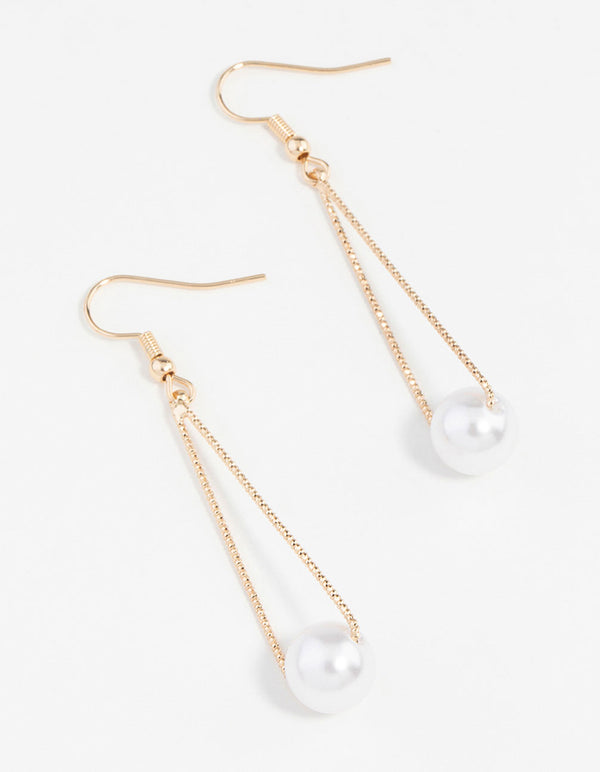 Gold Pearl Textured Cut-Out Earrings