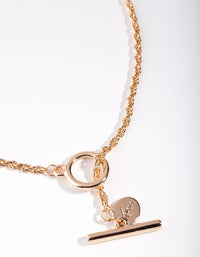 Gold Round Chain T-Bar Necklace - link has visual effect only