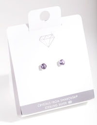 Sterling Silver Diamond Simulant 6mm Violet Stud Earrings - link has visual effect only