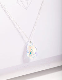 Sterling Silver Diamond Simulant Teardrop Pendant Necklace - link has visual effect only