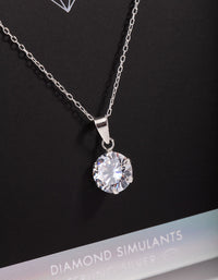 7mm Round Diamond Simulant Pendant Necklace - link has visual effect only