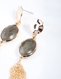 Gold Labradorite Neutral Tassel Drop Earrings - link has visual effect only