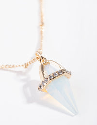 Gold Diamante Moonstone Encased Necklace - link has visual effect only