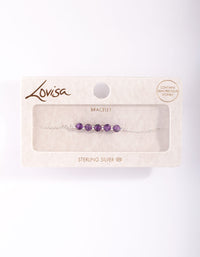 Sterling Silver Amethyst Faceted Bead Bracelet - link has visual effect only