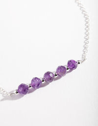 Sterling Silver Amethyst Faceted Bead Bracelet - link has visual effect only