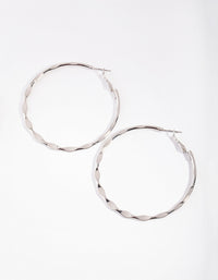 Silver Wave Medium Hoop Earrings - link has visual effect only