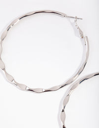 Silver Wave Medium Hoop Earrings - link has visual effect only