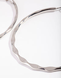 Silver Wave Medium Hoop Earrings - link has visual effect only