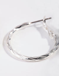 Silver Small Texture Wrapped Hoop Earrings - link has visual effect only