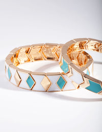 Blue & Gold Triangle Enamel Bracelet Pack - link has visual effect only