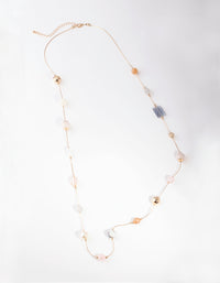 Gold Multi Coloured Pastel Acrylic Pearl Necklace - link has visual effect only