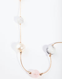 Gold Multi Coloured Pastel Acrylic Pearl Necklace - link has visual effect only