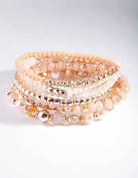 Rose Gold Peach Faceted Bead Bracelet Pack - link has visual effect only