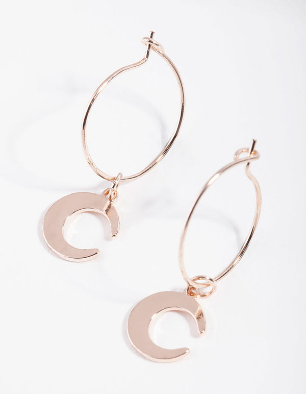 Rose Gold Mini Huggie Moon Earrings