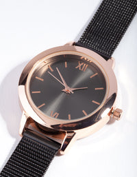 Rose Gold Thin Mesh Roman Watch - link has visual effect only