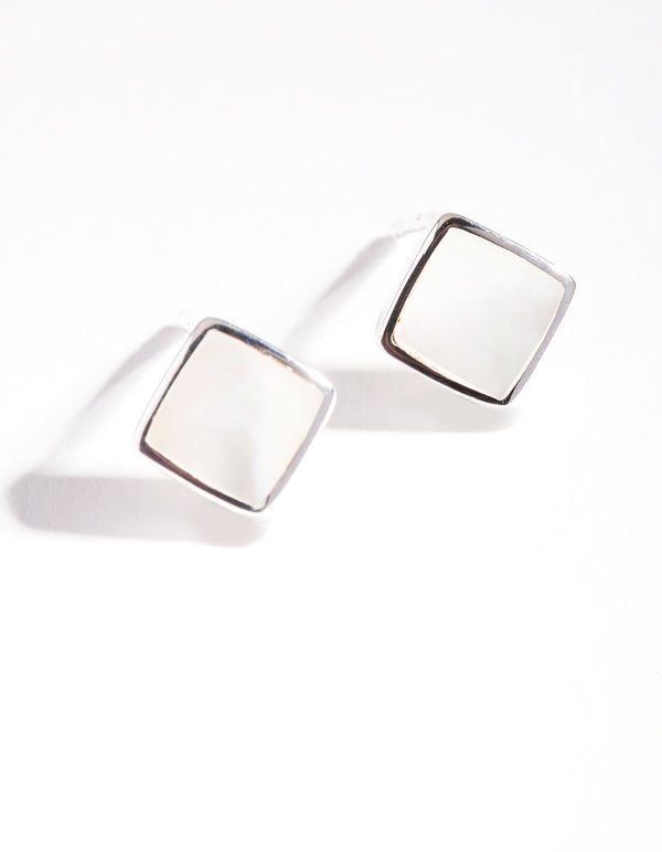 Sterling Silver Minimal Cube Stud Earrings