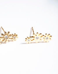 Gold Plated Sterling Silver Diamante Daisy Crawler Earrings - link has visual effect only