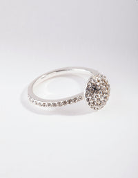 Silver Diamante Round Ring - link has visual effect only