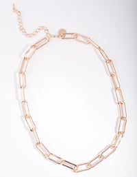 Rose Gold Rectangle Chain Link Necklace - link has visual effect only