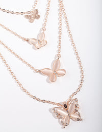 Rose Gold Bead & Butterfly Layered Necklace - link has visual effect only