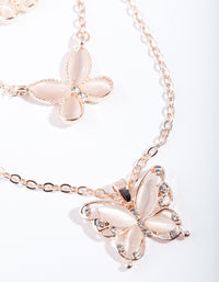 Rose Gold Bead & Butterfly Layered Necklace - link has visual effect only