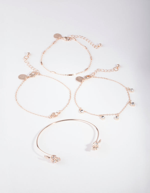 Rose Gold Ditsy Flower Bracelet 4-Pack