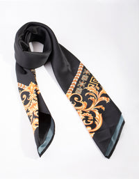 Black & Gold Print Bandana Hair Scarf - link has visual effect only