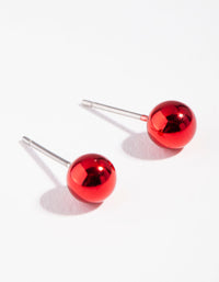 Acrylic Red Festive Ball Stud Earrings - link has visual effect only