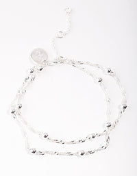 Silver 2 Row Chain & Ball Bracelet - link has visual effect only