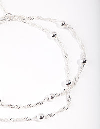 Silver 2 Row Chain & Ball Bracelet - link has visual effect only