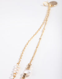 Gold & Pearl 2 Chain Anklet - link has visual effect only