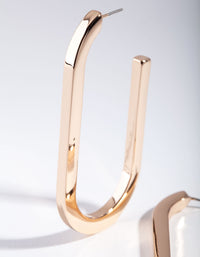 Gold Large Rounded Rectangle Hoop Earrings - link has visual effect only