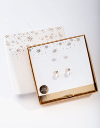 Gold Plated Sterling Silver Cubic Zirconia Pearl Stud Earring Pack - link has visual effect only