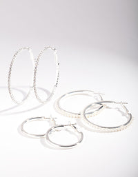 Silver Diamante & Pearl Hoop Earring Pack - link has visual effect only