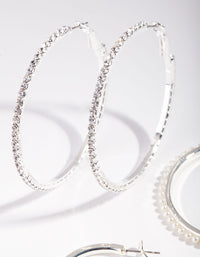 Silver Diamante & Pearl Hoop Earring Pack - link has visual effect only