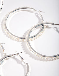 Silver Diamante & Pearl Hoop Earring Pack - link has visual effect only