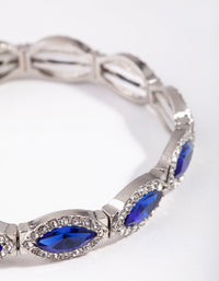 Silver Marquise Blue Diamante Stretch Bracelet - link has visual effect only