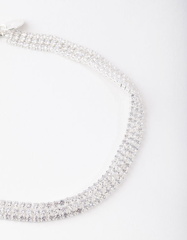 Silver cubic zirconia choker necklace shop