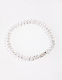 Silver Cubic Zirconia Navette Tennis Bracelet - link has visual effect only