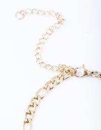 Stainless Steel Gold Plated Figaro Bracelet - link has visual effect only