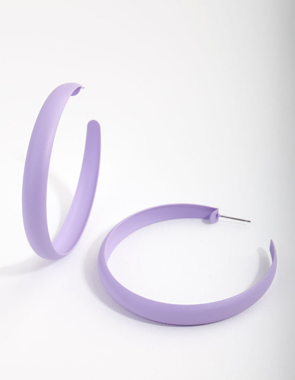 Lilac Matte 60mm Hoop Earrings