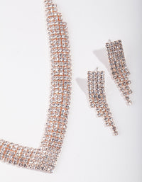 Rose Gold Diamante Necklace & Earring Set - link has visual effect only