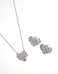 Silver Heart Mosaic Necklace & Earring Set - link has visual effect only