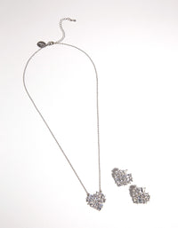 Silver Heart Mosaic Necklace & Earring Set - link has visual effect only