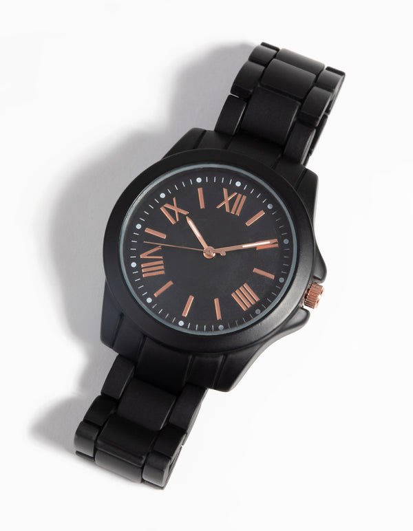 Matte Black Sport Link Strap Watch