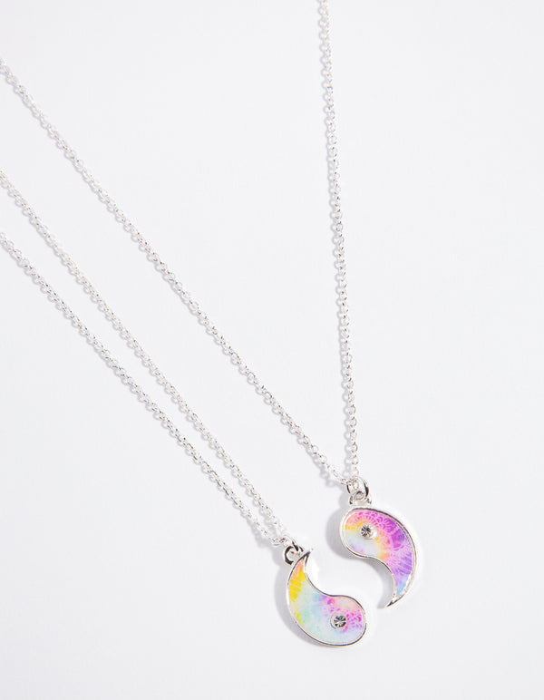 Kids Silver Tie Dye Yin Yang Best Friend Necklace