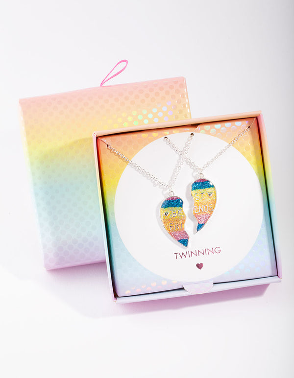 Kids Silver Rainbow Best Friend Necklace