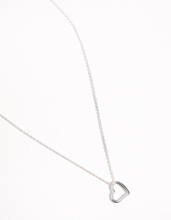 Kids Sterling Silver Cutout Heart 30cm Necklace