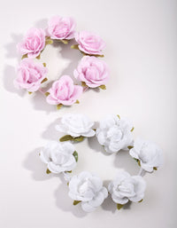 Kids Fabric Rose Garland Hair Ties - link has visual effect only