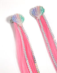 Kids Fabric Hair Shell Sequin Clip - link has visual effect only